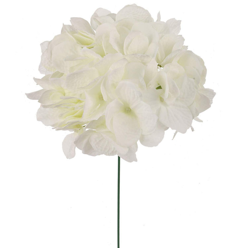 4.5 inch Beige Hydrangea Stem, Faux Floral for Vase Arrangements and Home Decor, White