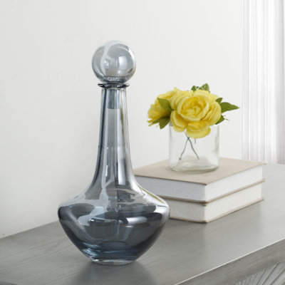 Austin Allen James - vase en verre plaqué Elisias - H 14 po - bleu fumée
