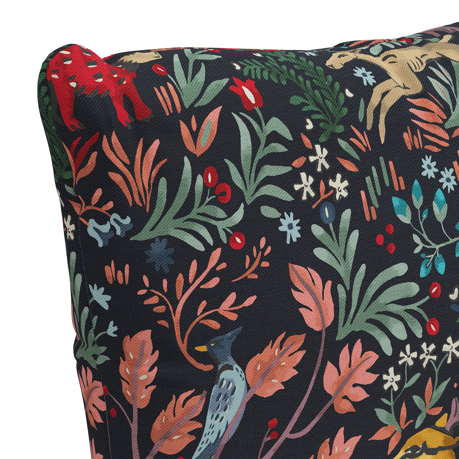 Floral Cotton Pillow Cover, 22" x 22"