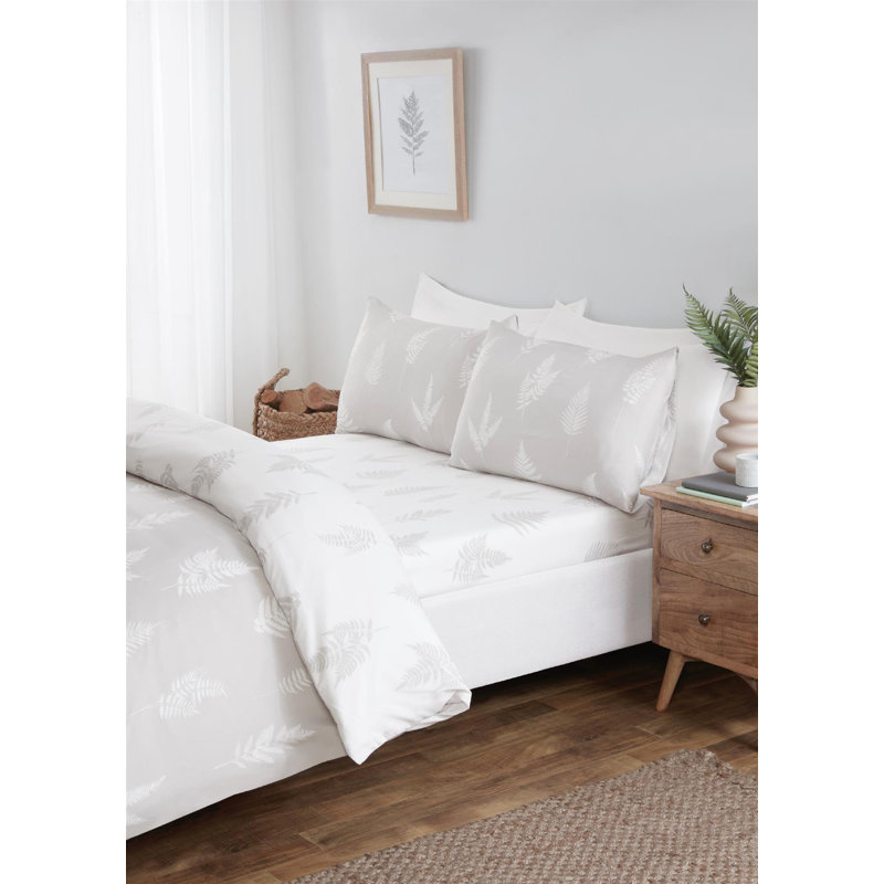Fern Multi Complete Set Microfiber Floral Duvet Cover Set with Pillowcases, King Duvet Cover + 3 Additional Pieces