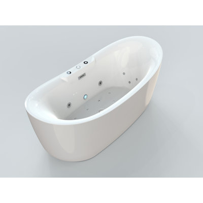 Burble 71" X 31.5" Acrylic Freestanding Whirlpool/air Massage Bathtub With 20 Jets And Led Mood Lighting