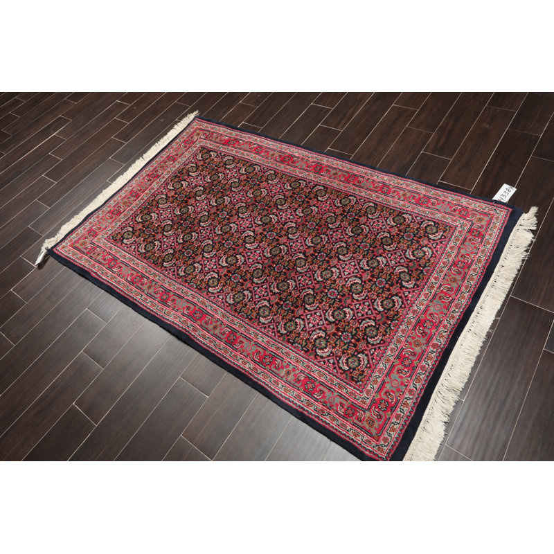 Tapis de zone en laine 3 pi 1 po x 6 pi à main one-of-kind-noué la herati
