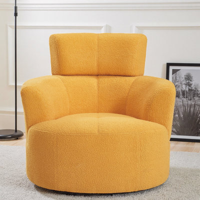 Chaise pivotante en velours crème à 360 ° avec appui-tête réglable - Le confort ergonomique rencontre l'élégance intemporelle pour tout espace