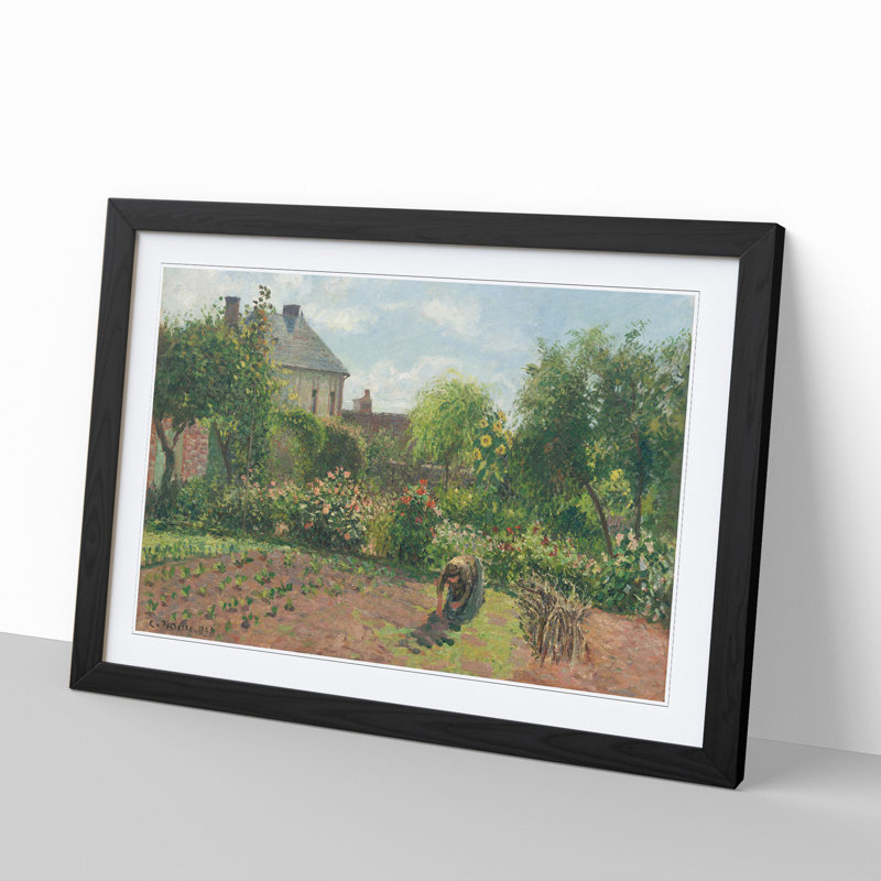 Garden at Eragny by Camille Pissarro - Picture Frame Painting, Black Framed, 36cm H x 48cm W x 2cm D