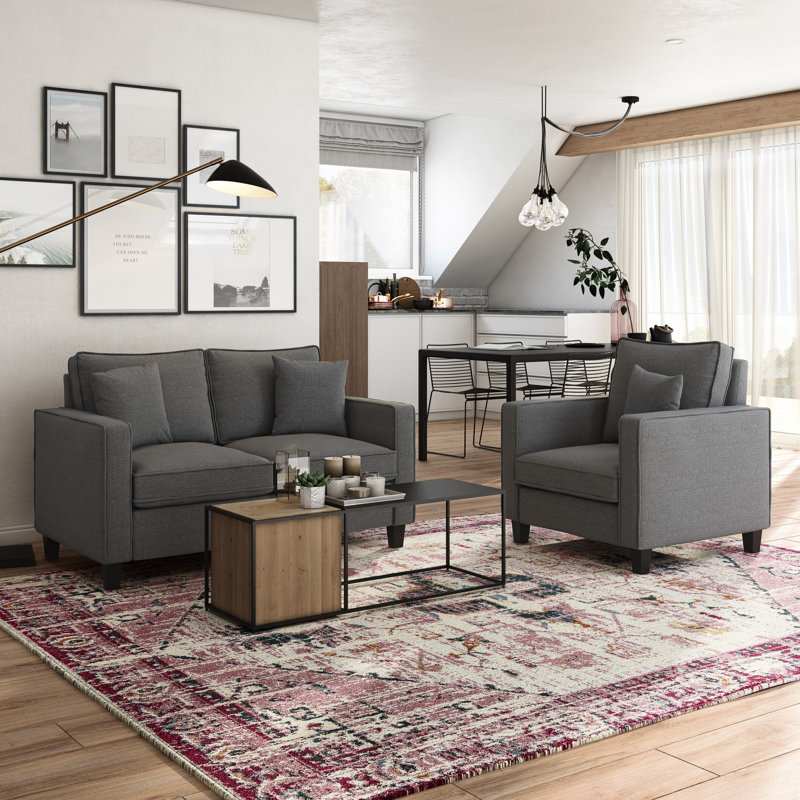Jaylena 2 - Piece Living Room Set, Gray 100% Polyester
