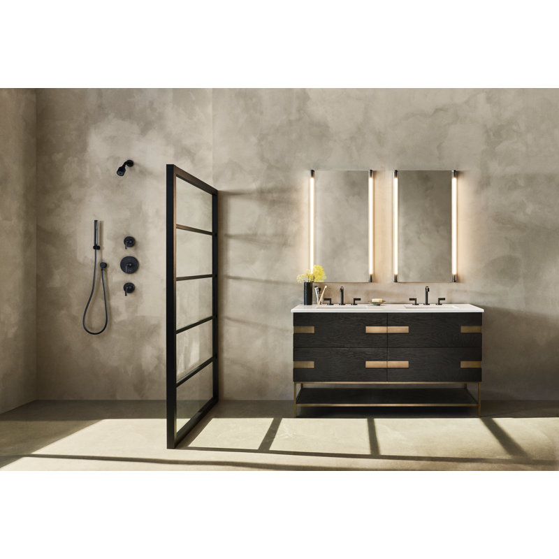 Dimmable LED Bath Bar Vanity Light with Dimmer, Brass, Fluted