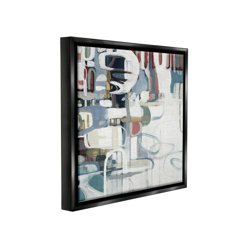 "Formes abstraites asymétriques" par Lisa Ridgers sur toile, H 18 po x l 18 po, Cadre flottant noir de jais