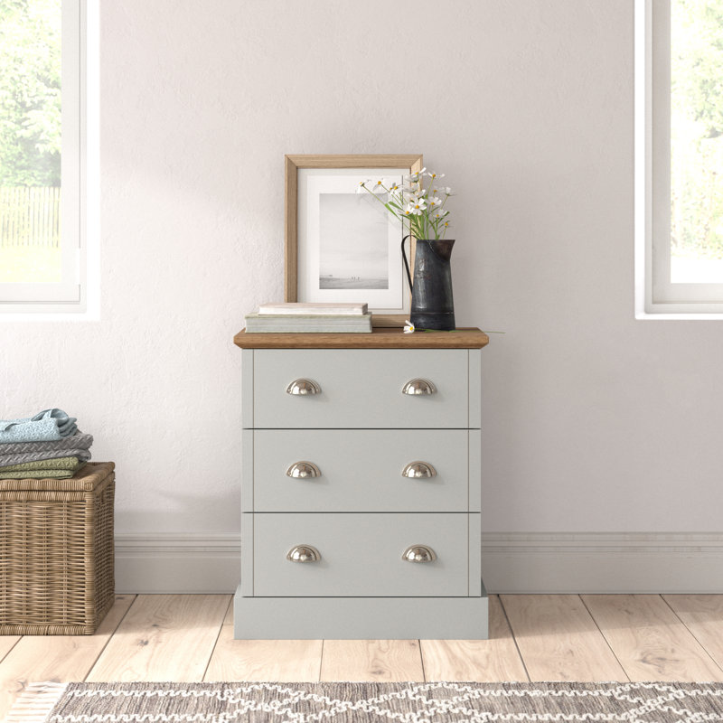 Brielle 59 cm W Chest of 3 Drawers, Grey/Oak