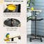 Support pour oiseaux à quatre roues, bols en acier inoxydable, gris, roues de perroquet portatives, fiable