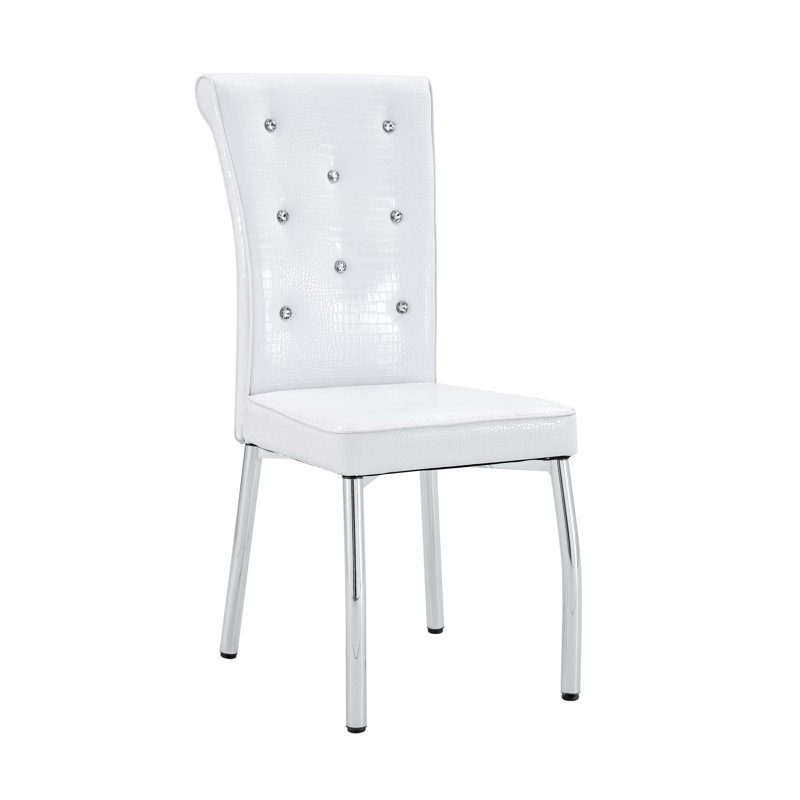 Ensemble de 4 chaises de salle à manger rembourrées en peau d'alligator rétro, Blanc, 4