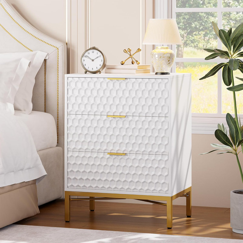Commode 3 tiroirs, Blanc