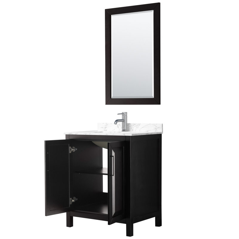 Daria 30'' Single Bathroom Vanity with Marble Top, Dark Espresso, Polished Chrome, Carrara Cultured Marble
