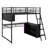 Full Size Metal Loft Bed With LED, Desk And Storage Shelves-499653609