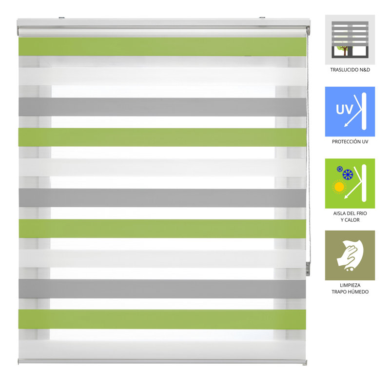 Semi Sheer Zebra Shades, 160x180, grey-white-pistachio