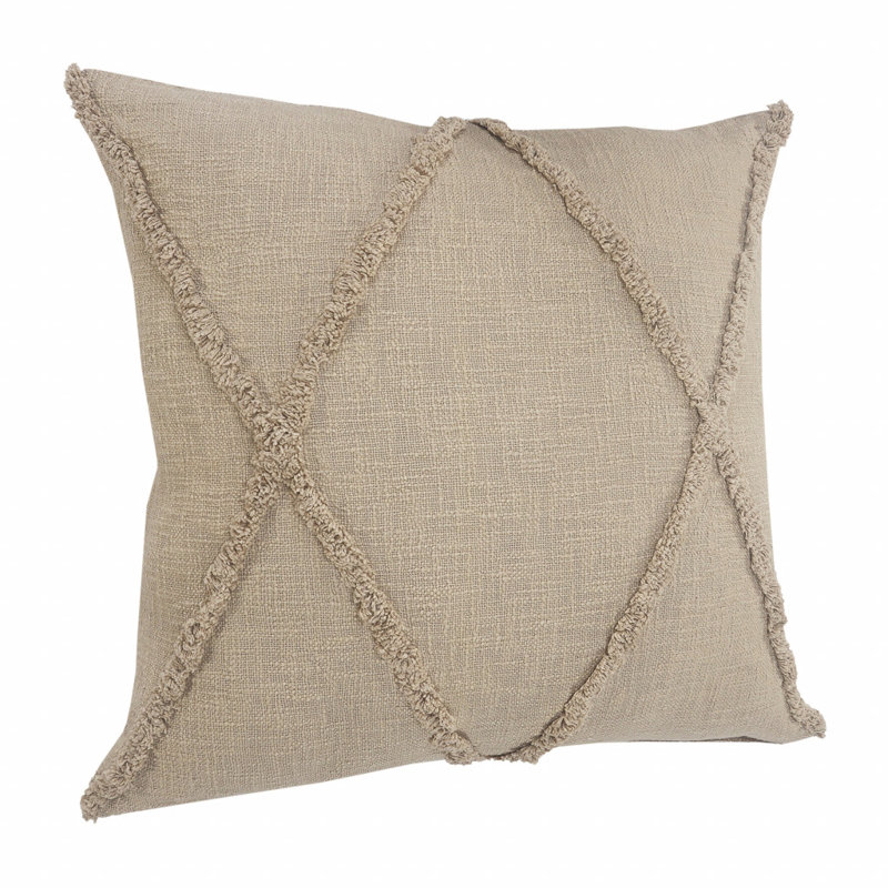 Housse et insert de coussin carré Bengal 100% coton, H 20 po x l 20 po, Taupe Brown