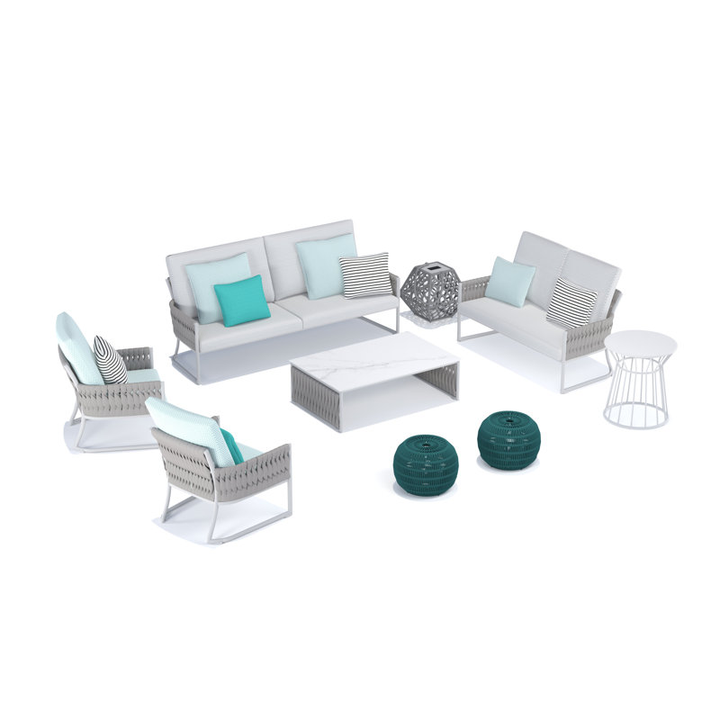 BASKET - Coffee Table - Mat Grey Frame - Marble Top