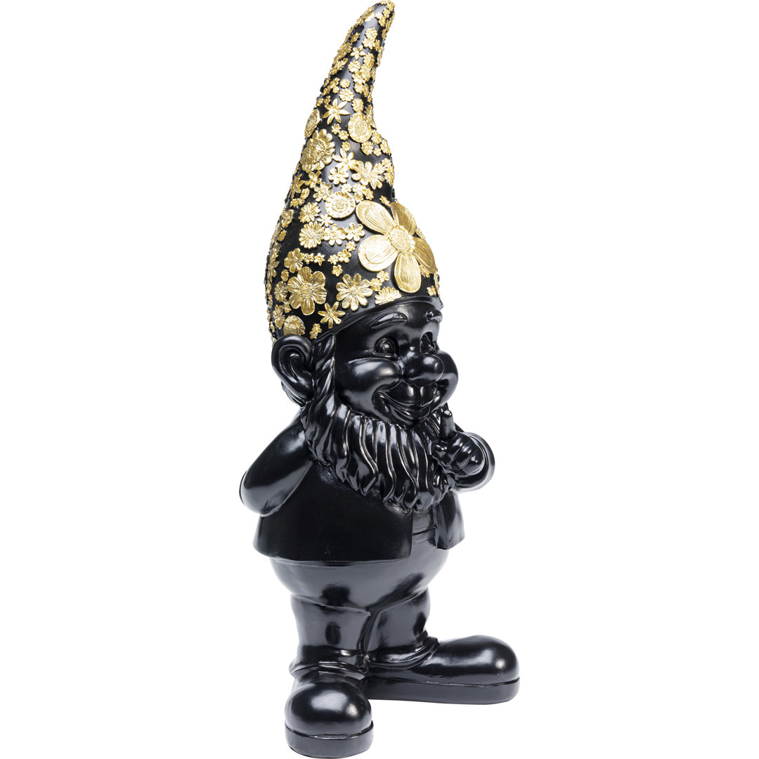 Deko Figur Zwerg Standing Schwarz Gold