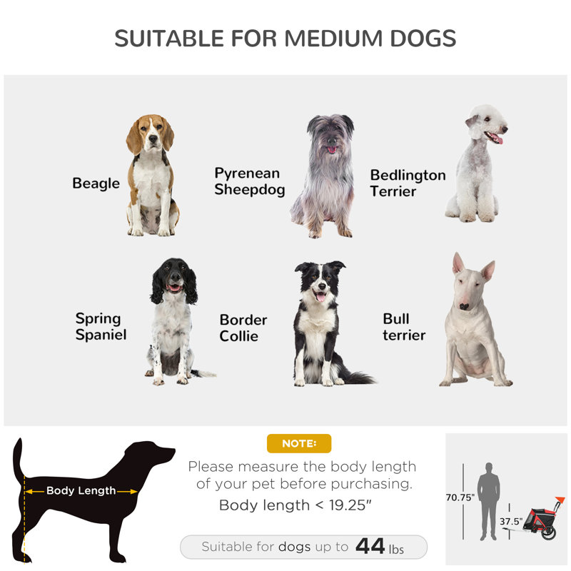 Red Foldable Aluminum Dog Bike Trailer with Safety Features