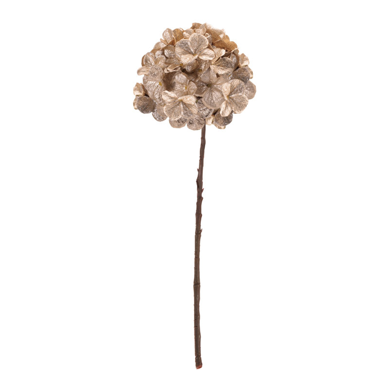 Metallic Hydrangea Flower Stem (Set of 4), Gold