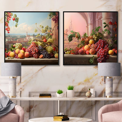 Ensemble de 2 collages carrés de fruits