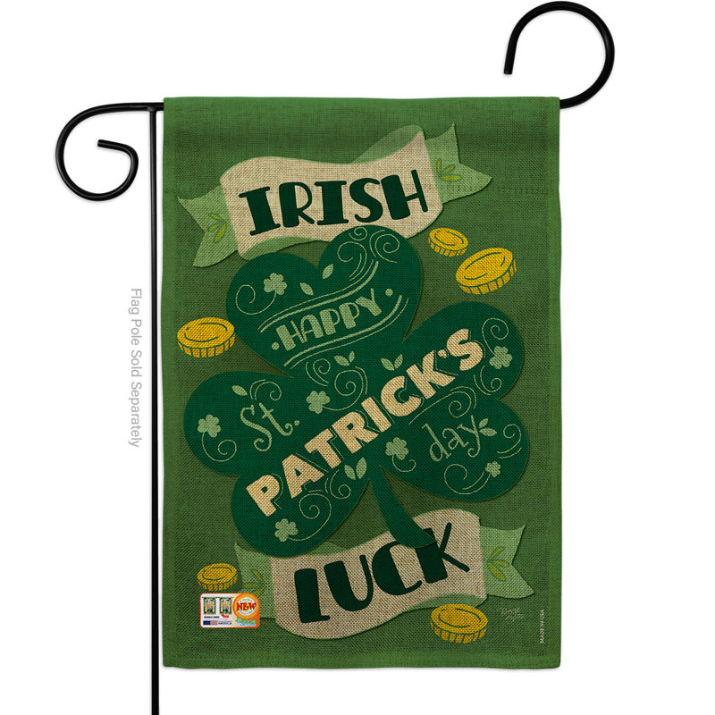 En toile jute 2 côtés 18,5 x 13 po irish chance impressions drapeau de jardin