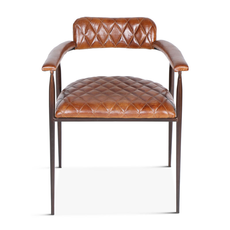 Delgado 19'' H Genuine Leather Upholstered Metal Armchair