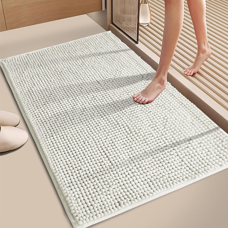 CHENILLE DOOR MAT (NON-SLIP), 40cm W x 60cm L, White