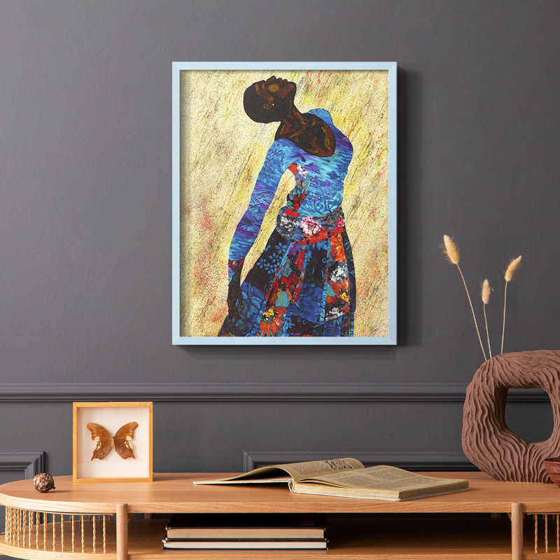 «Woman Strong IV», reproduction encadrée - bois massif, Bleu, H 10 po x l 8 po