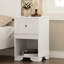 Table de chevet de chambre à coucher avec design rétro élégant, table de chevet blanche avec poignée en métal et tablette de tiroir pour la chambre à coucher,-1077289655