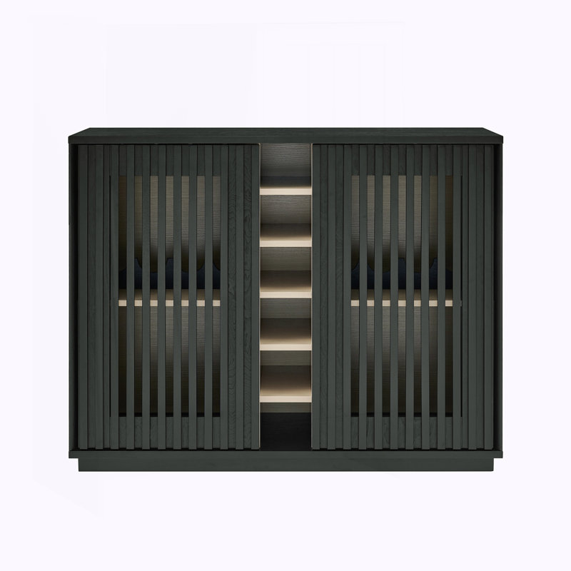 Buffet avec porte-verres et porte-bouteilles, Noir