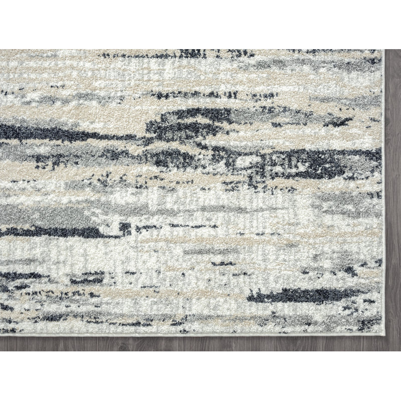 Tapis gris à motif abstrait Roselare, Rectangle 5 pi 3 po x 7 pi 6 po