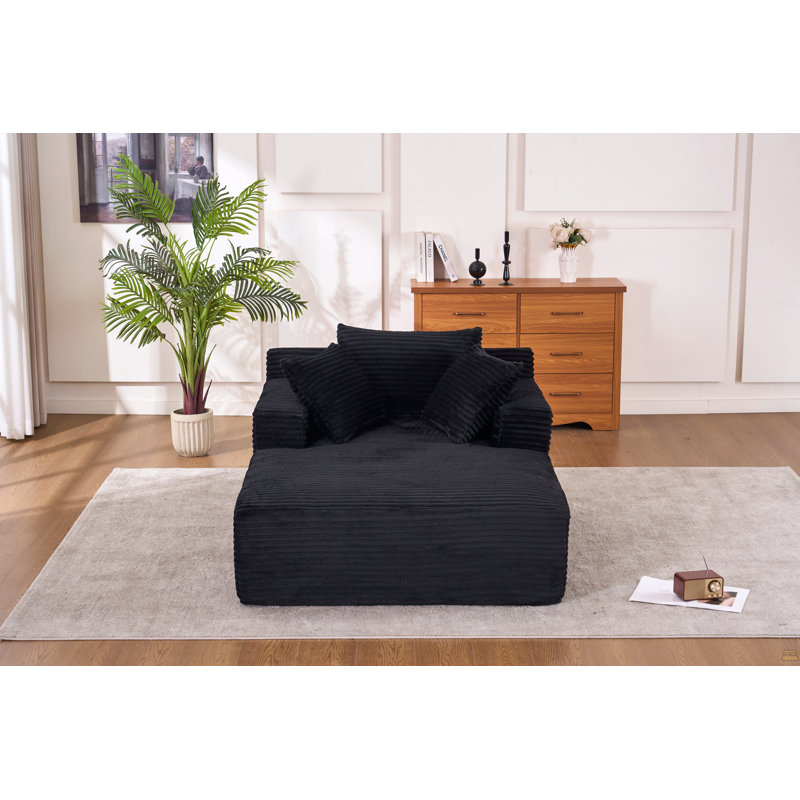 Chaise longue surdimensionnée d'intérieur, 32.28" H x 48.5" W x 61.81" D, Noir