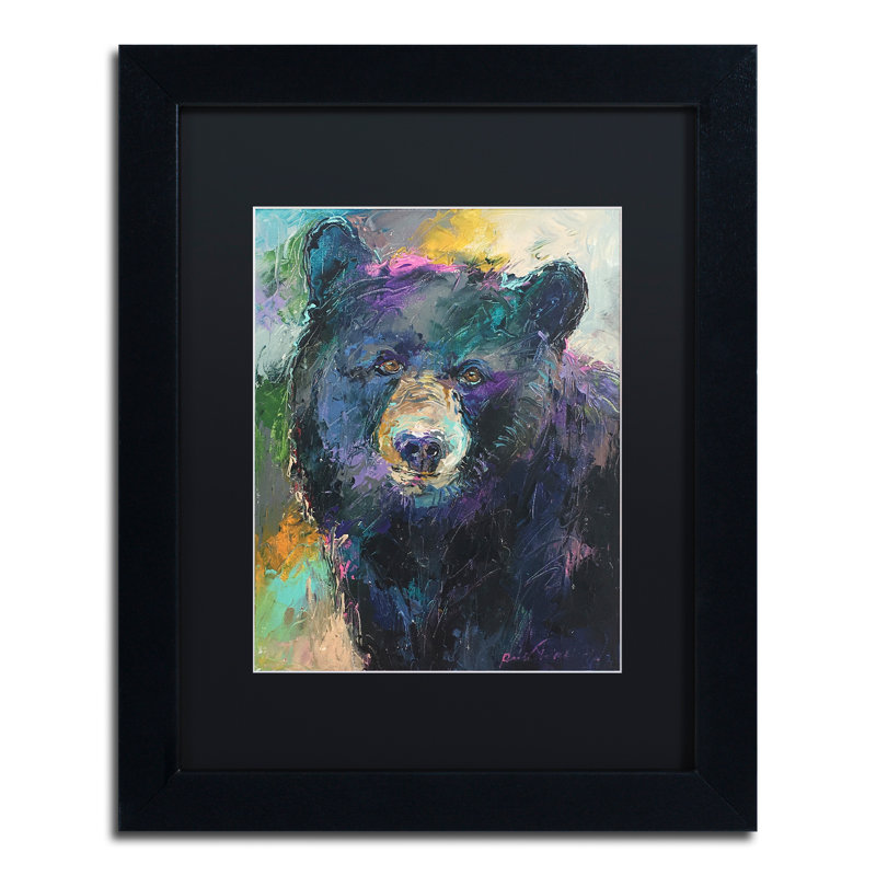 « art bear », impression sur toile, H 14 po x l 11 po x P 0,5 po, Noir, Cadre noir