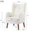 Fauteuil à dossier haut en tissu ivoire blanc avec coussins épais - Chaise longue confortable et élégante