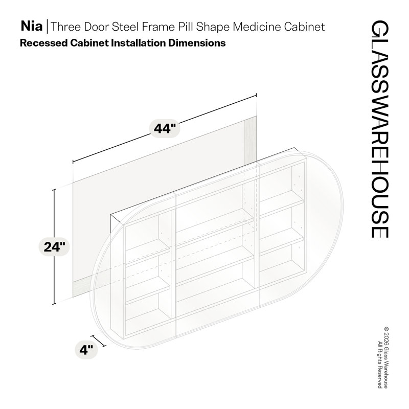 Recessed Framed 2 of Doors Medicine Cabinet with Adjustable Shelves, White
