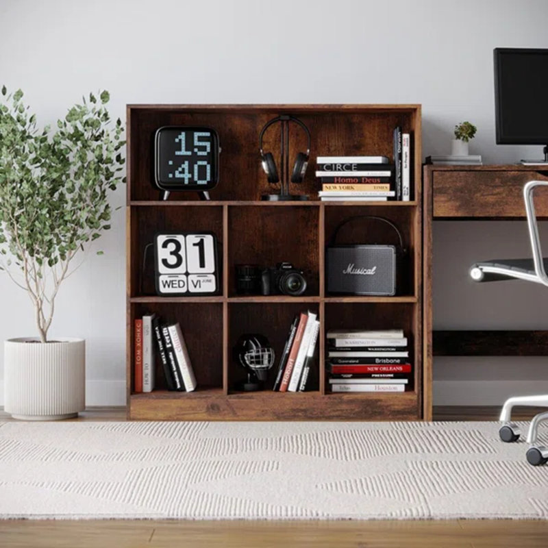 Thorntown 94cm H x 88cm W Cube Bookcase, Rustic Brown