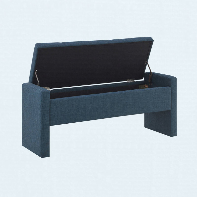Banc de rangement rembourré avec siège rembourré et rangement caché, bleu marine, Navy Blue