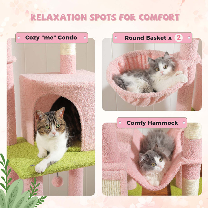Tour pour chat à cactus à hauteur réglable avec 7 niveaux et centre d'escalade