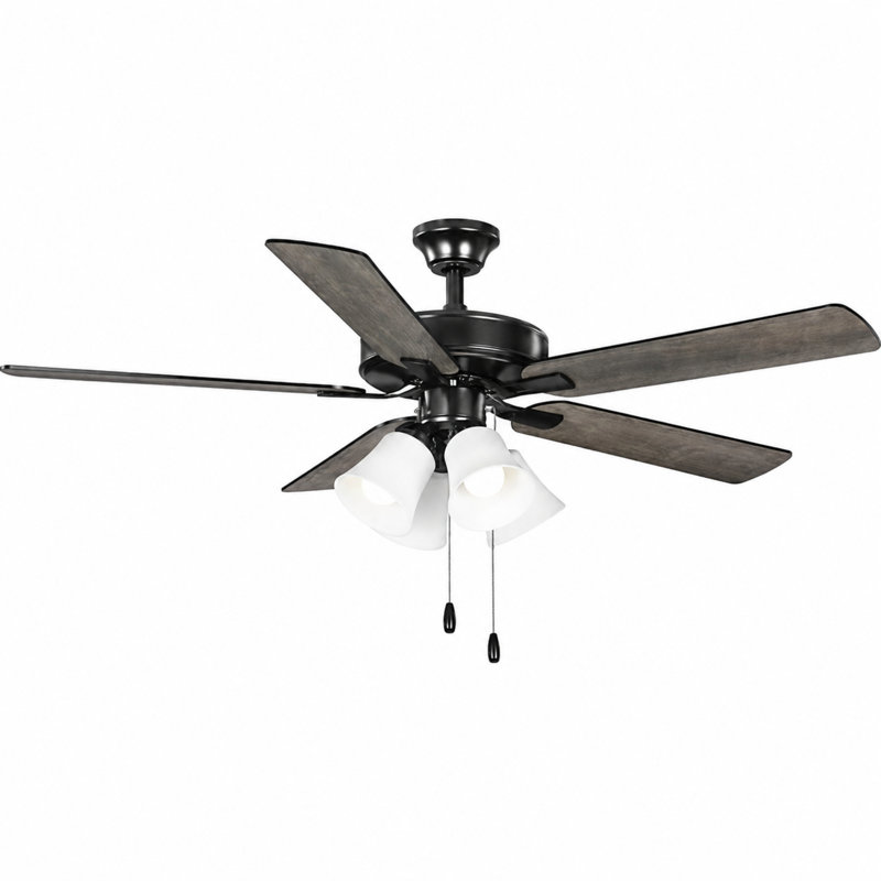 AirPro 52 po Ventilateur de plafond d'intérieur transitionnel, Noir mat