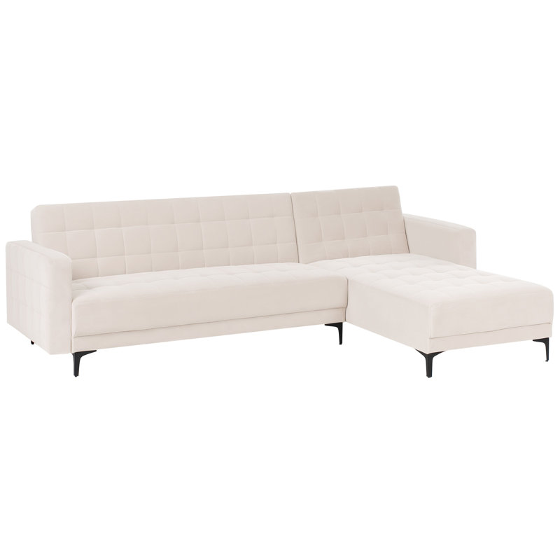 Aliyha 4 Seater Velvet Sofa Bed, Right Hand Facing, Beige