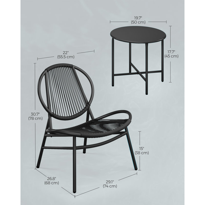 Garden Bistro Set,  Acapulco Chairs, Black