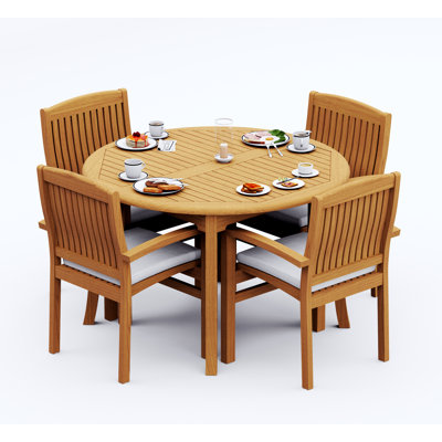 Wave Outdoor 5 - Piece Teak Dining Set