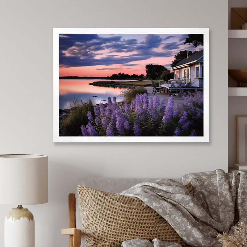 Vade mauve Lakehouse Serenade, H 12 po x l 20 po x P 1 po, Cadre simple blanc