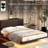 Modern Full Size Floating Bed With Pu Leather And Under - Led Lights, Coffee, User Assembly Frame Construction, Leather, Effortless Setup Procedures-1771111660-1771111663