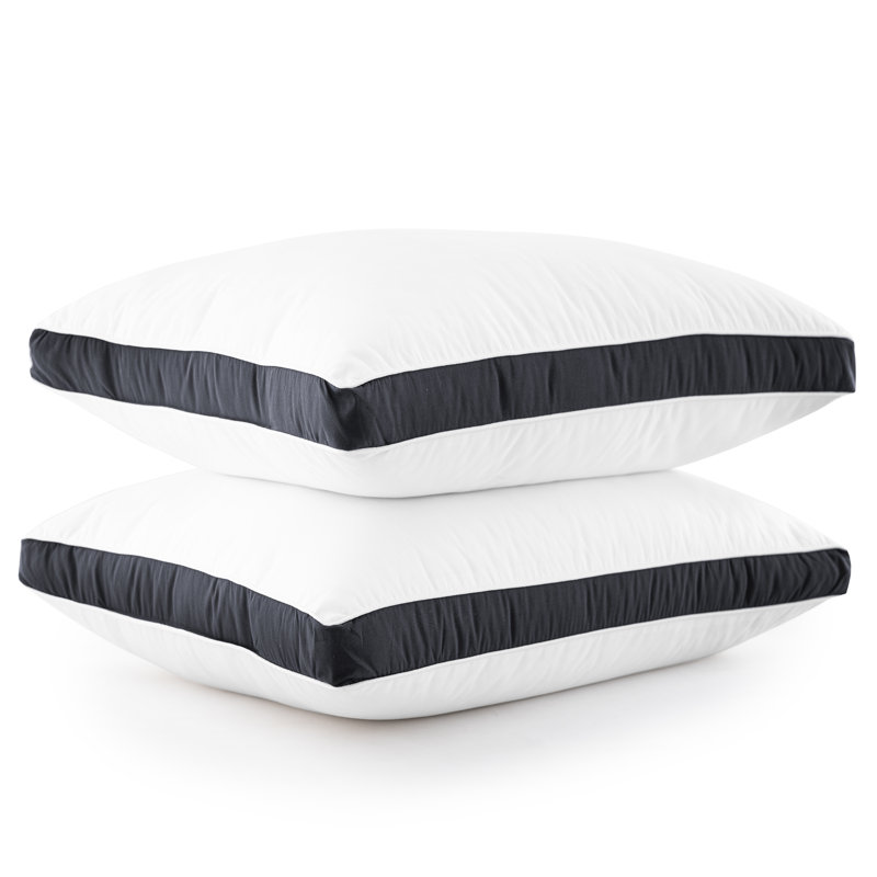 Fiber Pillow, Queen, White/Dark Gray