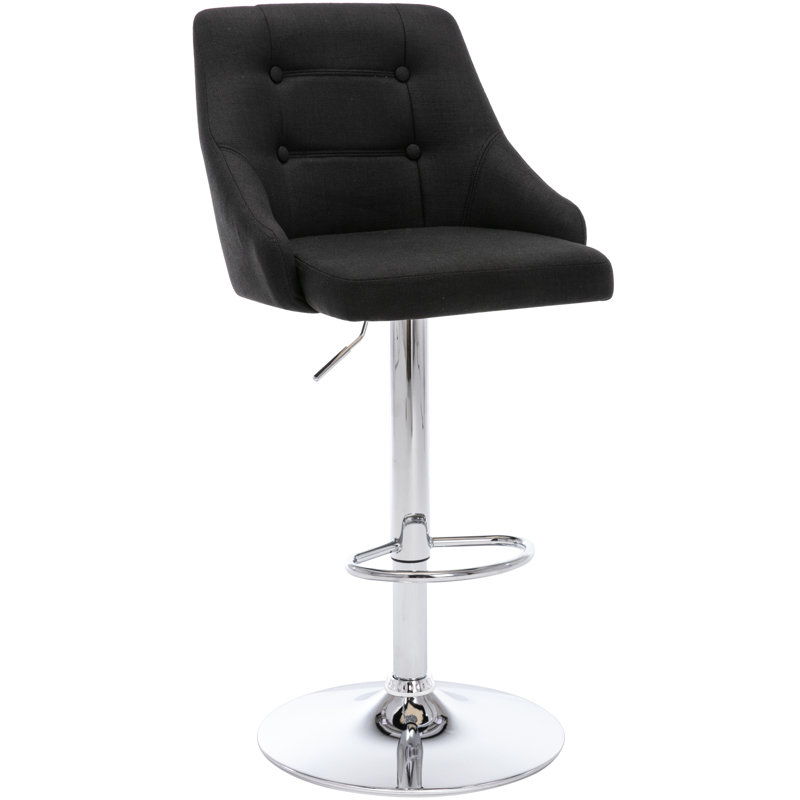 Tabouret de bar pivotant avec dossier, tabouret de bar touffeté en tissu réglable, fauteuil de bar rembourré à hauteur de comptoir pour la cuisine et le café