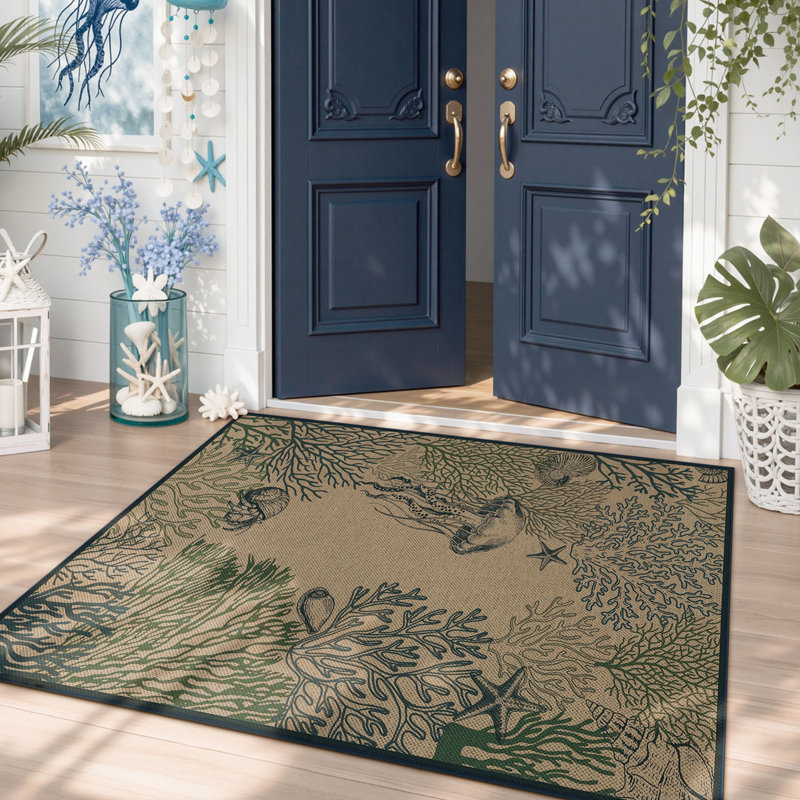 Tapis intérieur / extérieur Boho, Ocean-Blue/Green, Rectangulaire 3 pi x 5 pi