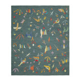 Rug & Kilim’S Suzani Style Kilim In Teal With Animal Pictorials And Florals
