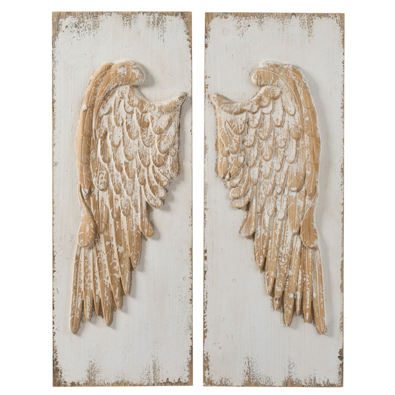 S/2 15.5x2x42" Rectangle Wooden Wing  Wall Decor