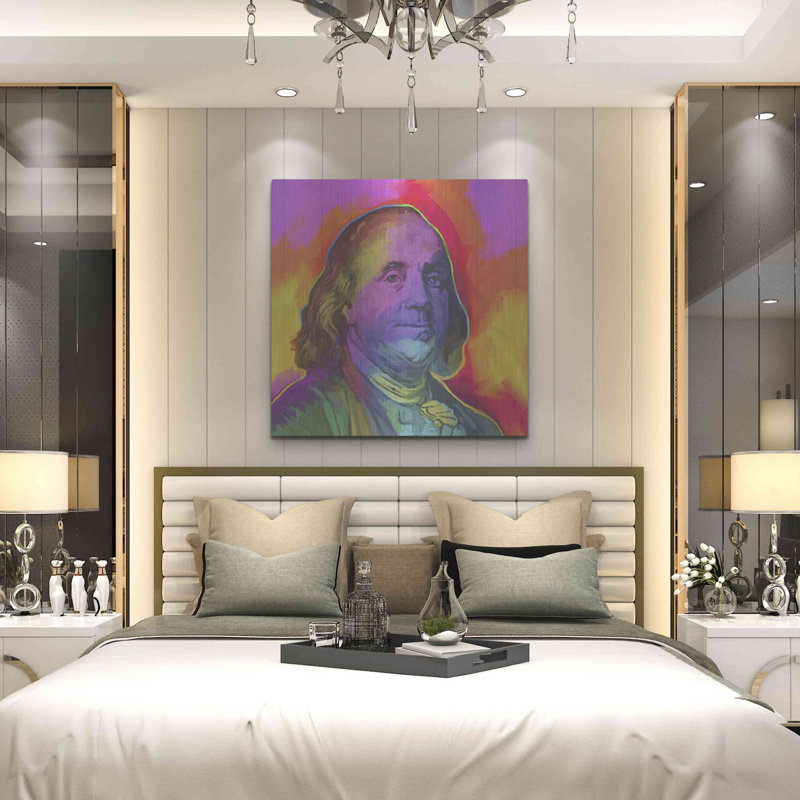 Red Barrel Studio® «Ben Franklin Pop Art» par Howie Green, art mural en métal, H 36 po x l 36 po